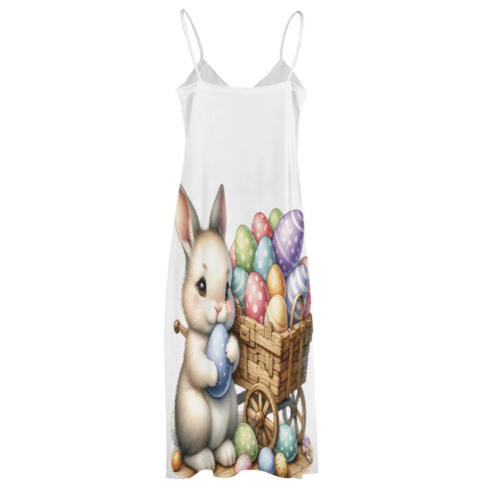 Easter Rabbit and Barrow Spaghetti Strap Ankle-Length Dress Long dress