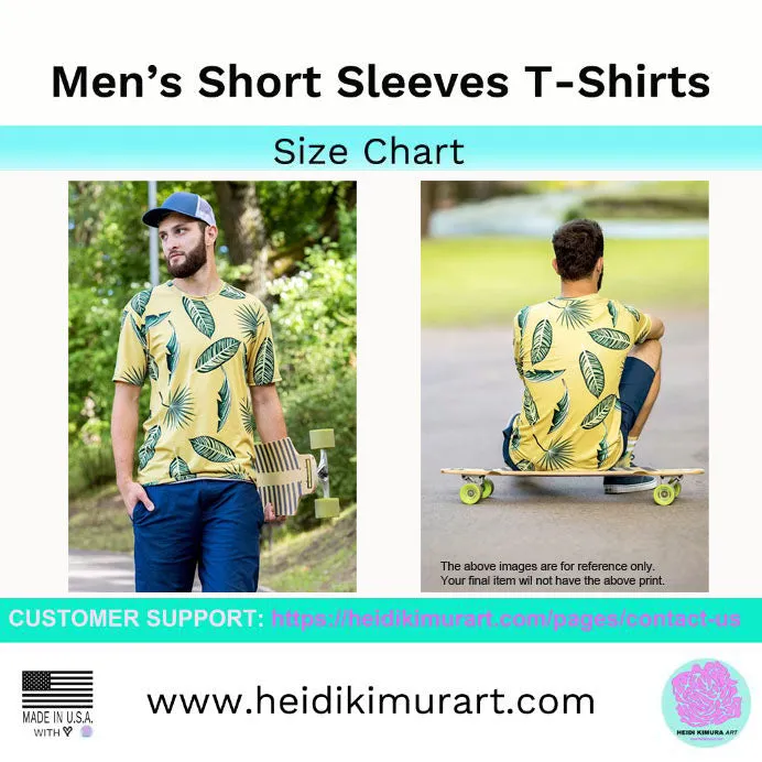 Fall Tropical Leaf Men's T-shirt, Brown Leaves Print Hawaiian Style Tees For Men-Made in USA/EU