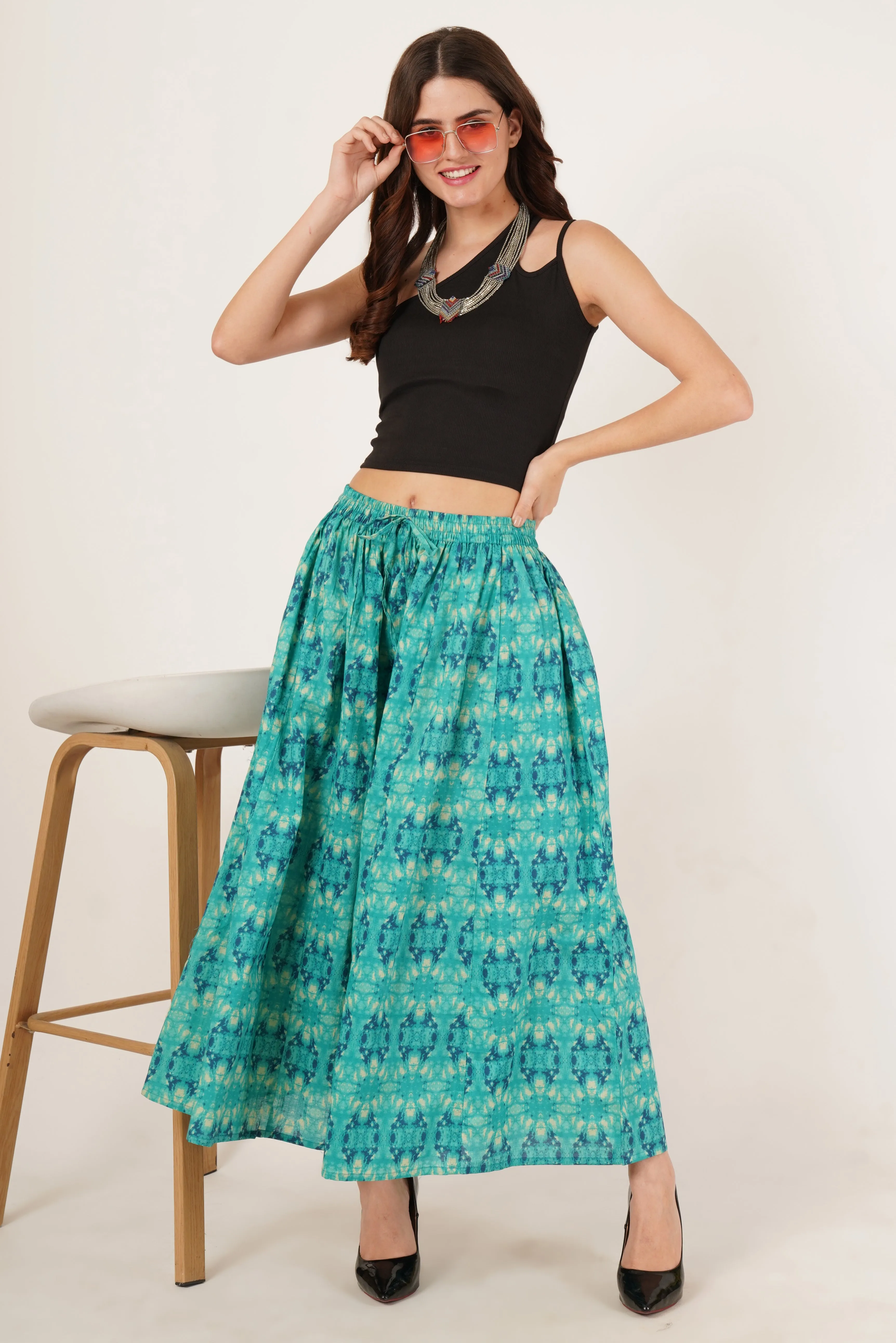 Flared Palazzo in Abstract Pattern for Women