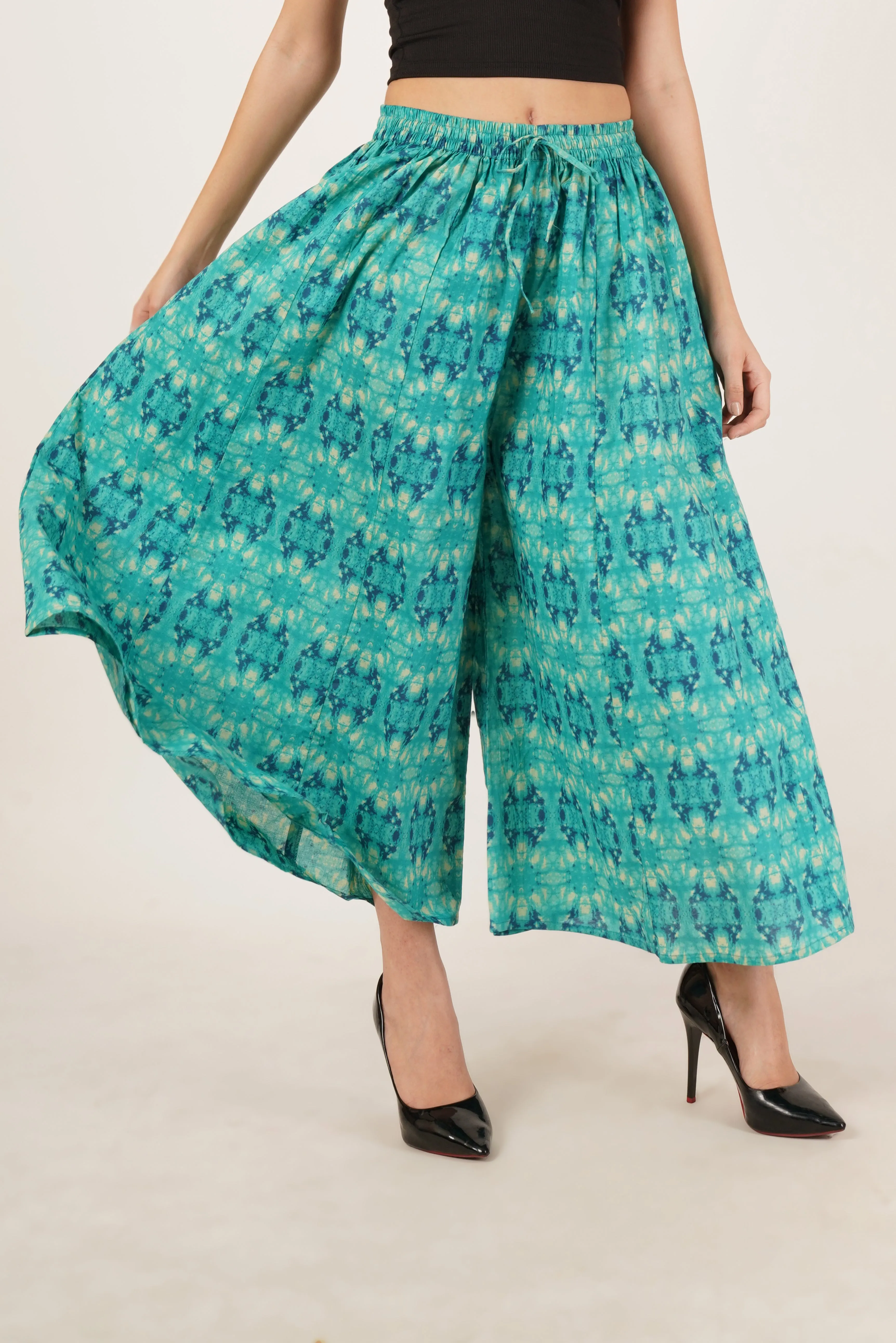 Flared Palazzo in Abstract Pattern for Women