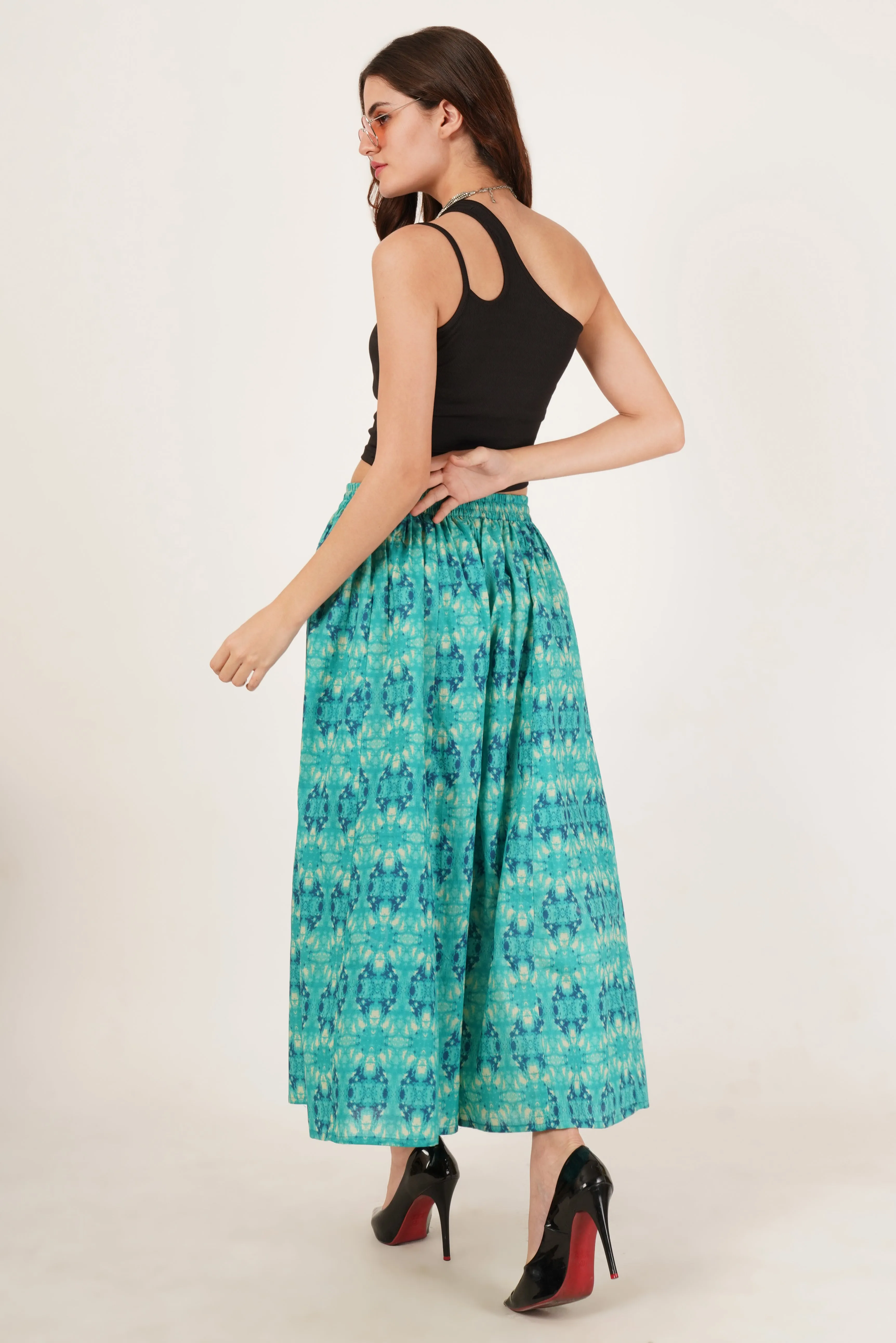 Flared Palazzo in Abstract Pattern for Women