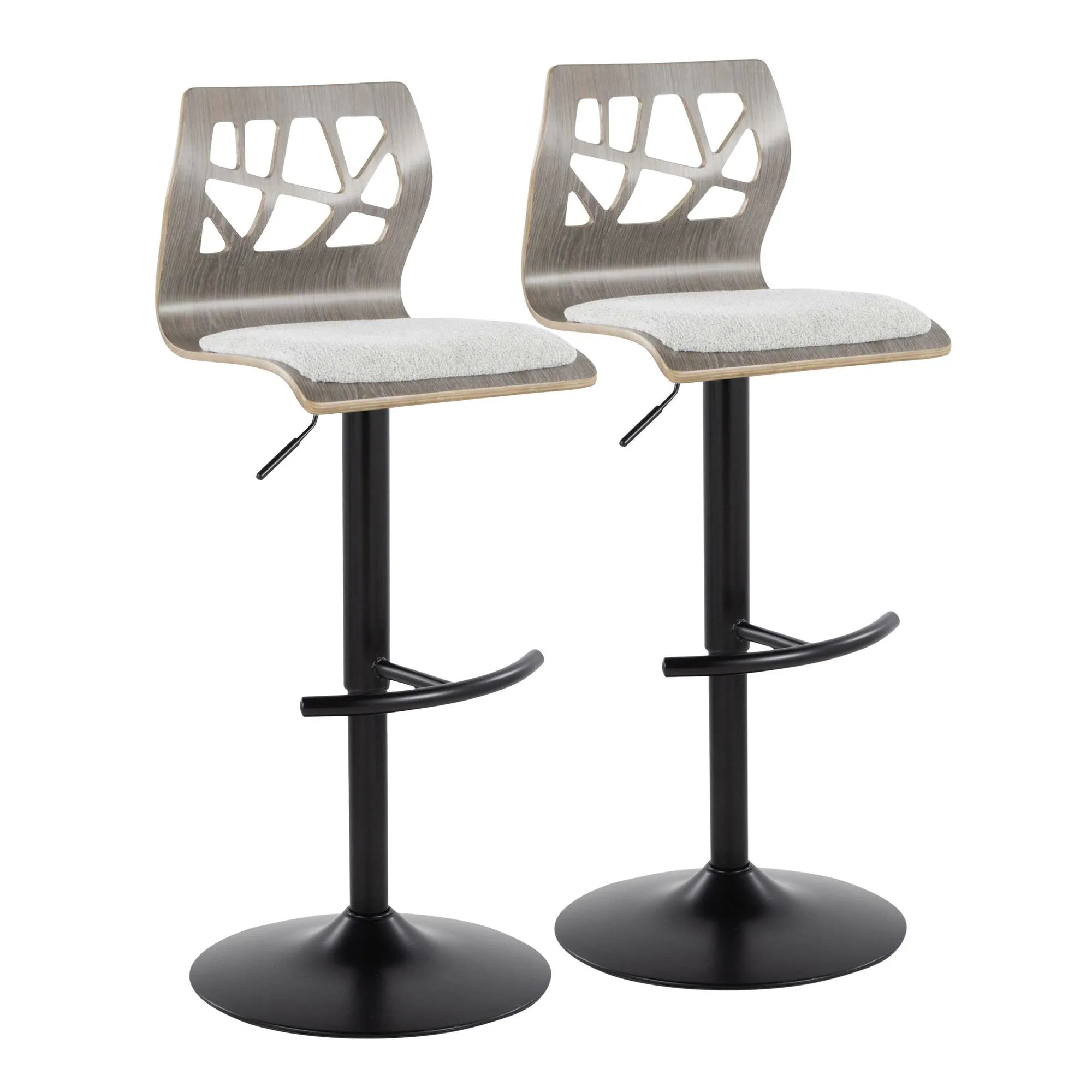 Folia Adjustable Barstool - Set of 2 By LumiSource - BS-FOLIAFB-RT2 BKLGYLGY2