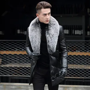 Genuine Leather Duck Down Real Fox Fur Collar Coats