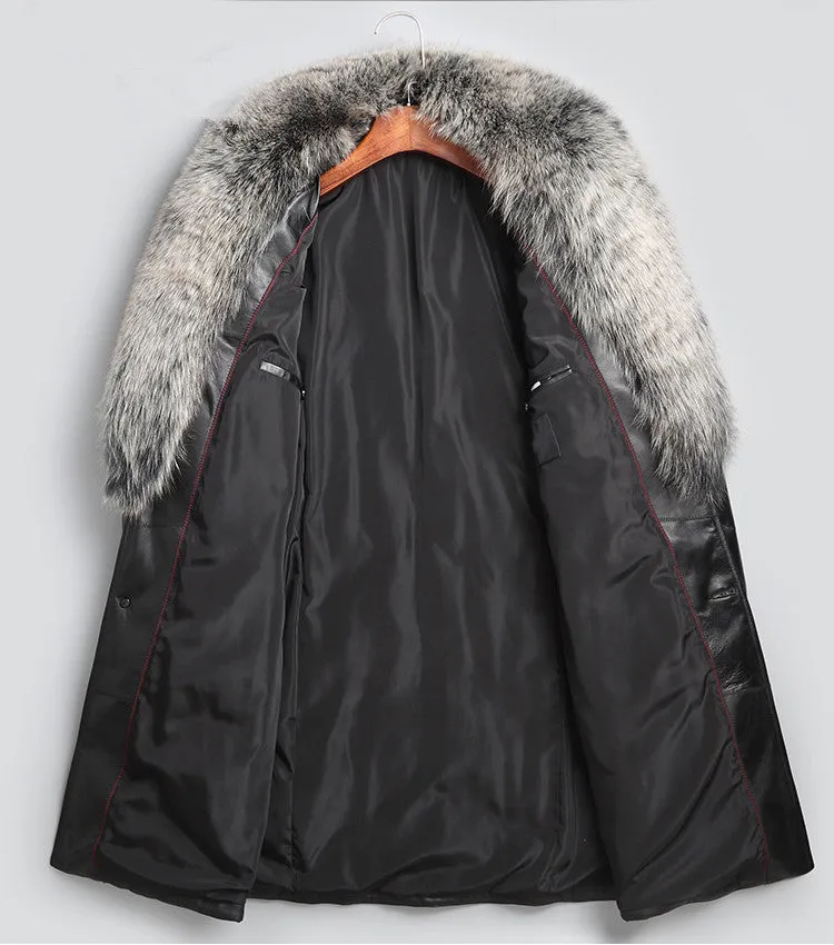 Genuine Leather Duck Down Real Fox Fur Collar Coats