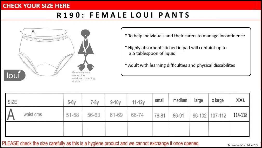 Girls Incontinence Pants - Age 9-10 - 3 Pack