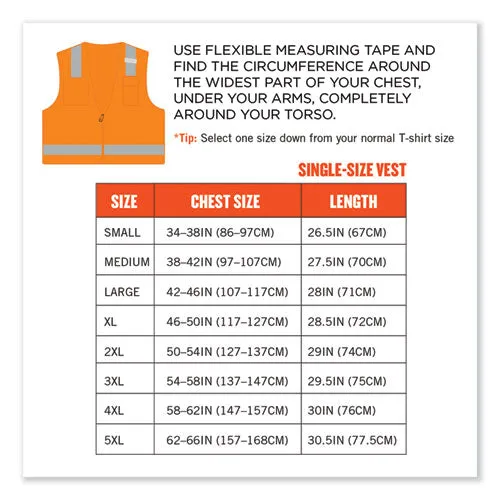 Glowear 8249z-s Single Size Class 2 Economy Surveyors Zipper Vest, Polyester, Medium, Orange, Ships In 1-3 Business Days