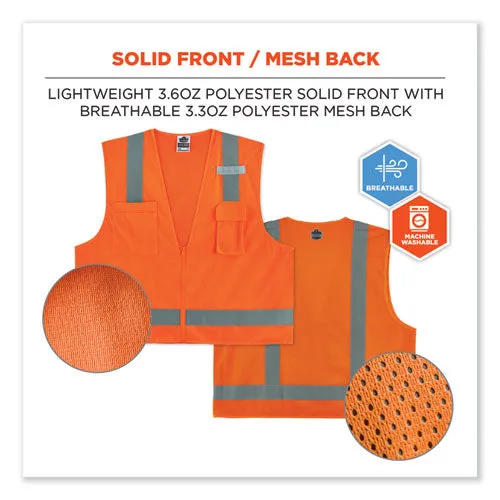 Glowear 8249z-s Single Size Class 2 Economy Surveyors Zipper Vest, Polyester, Medium, Orange, Ships In 1-3 Business Days