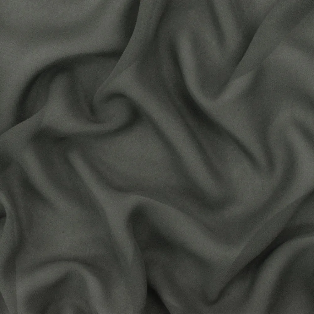 Gray Solid Polyester Chiffon Woven Fabric