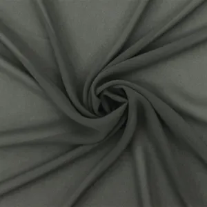 Gray Solid Polyester Chiffon Woven Fabric