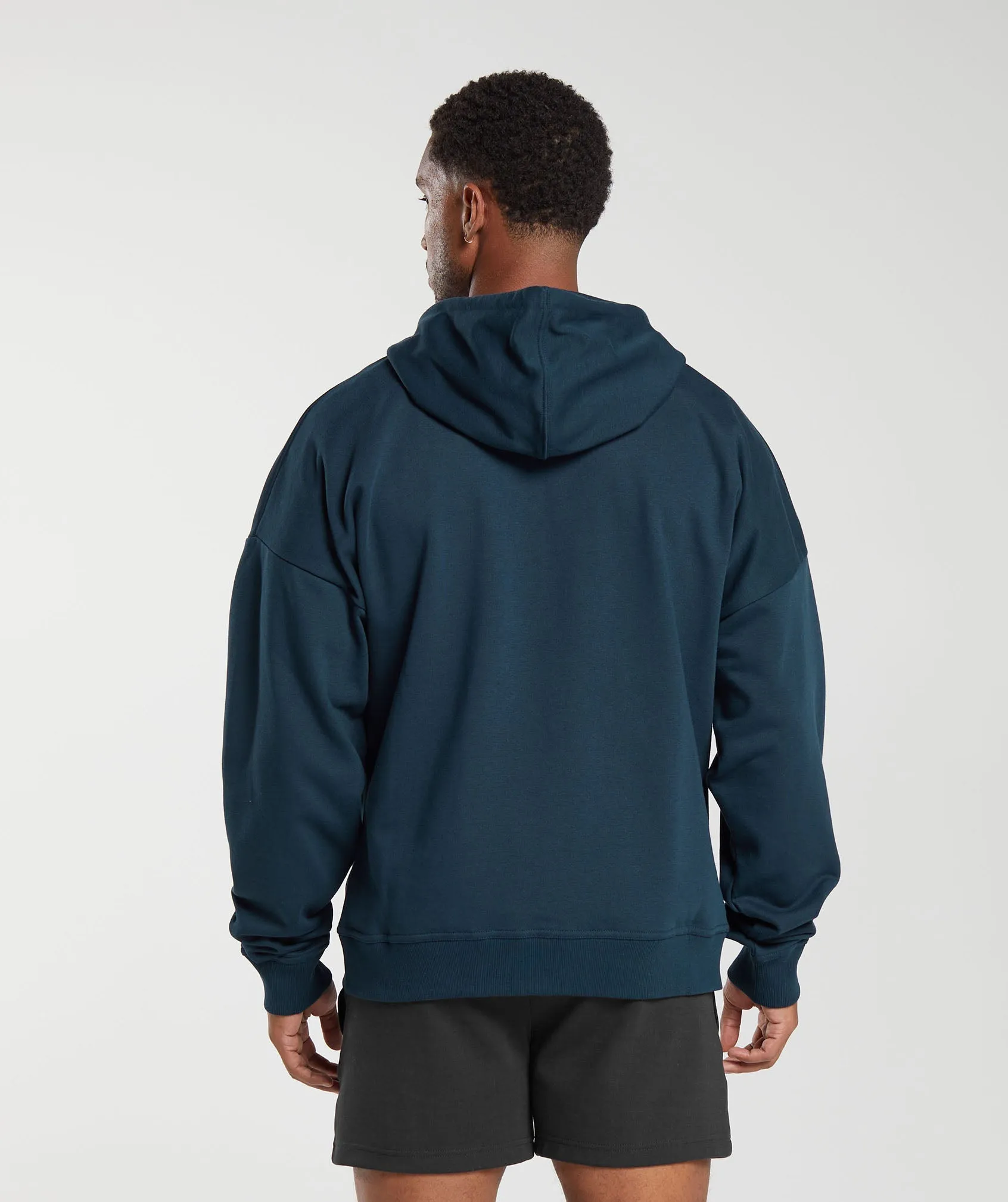 Gymshark Crest Oversized Zip Up Hoodie - Navy