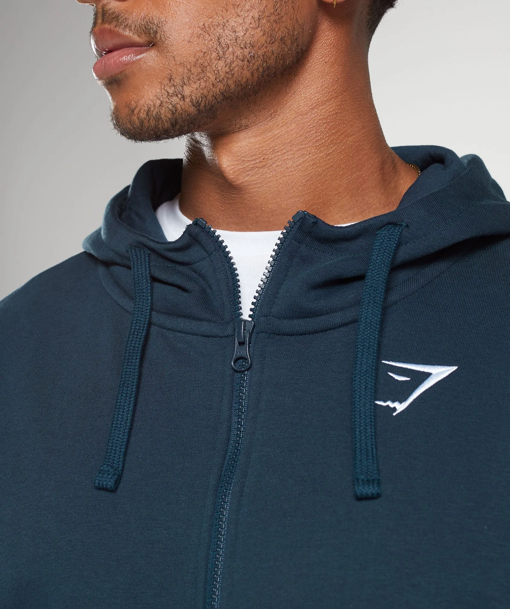 Gymshark Crest Oversized Zip Up Hoodie - Navy