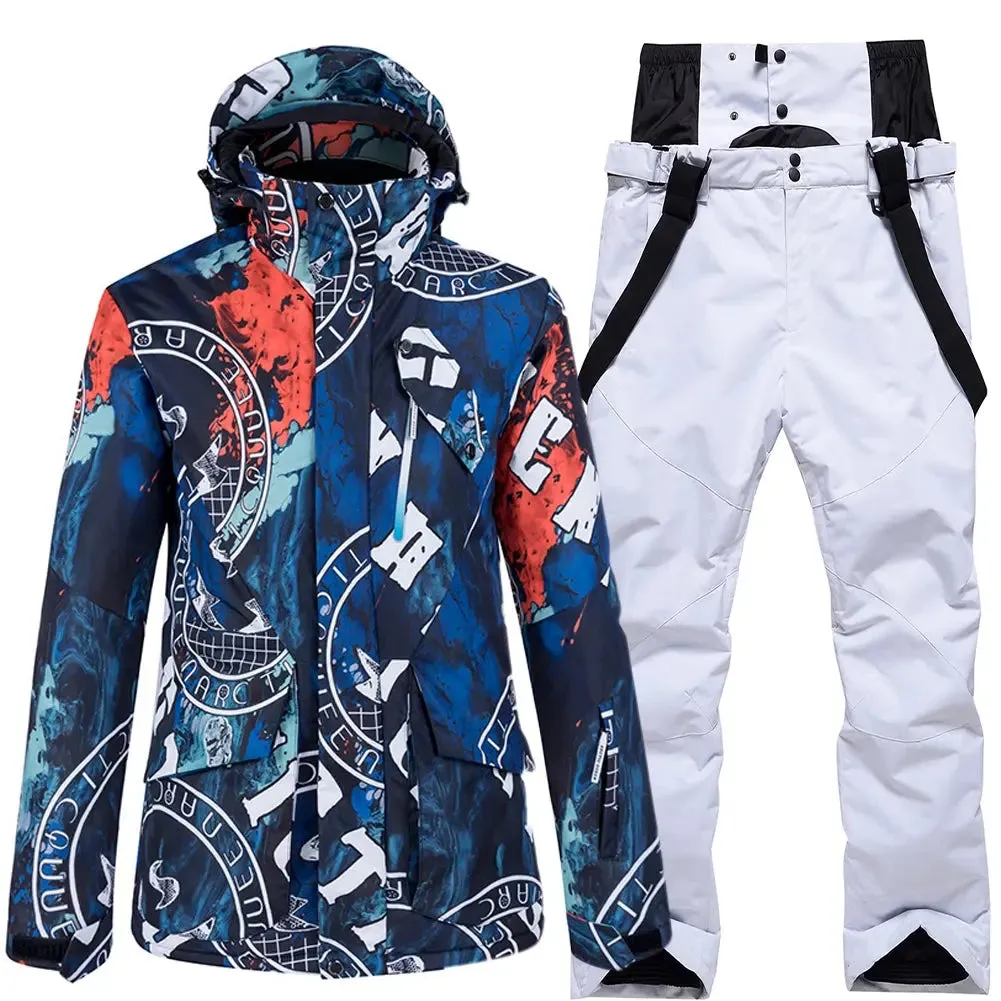 Hotian Detachable Hooded Men Insulated Jacket & Bib Pants