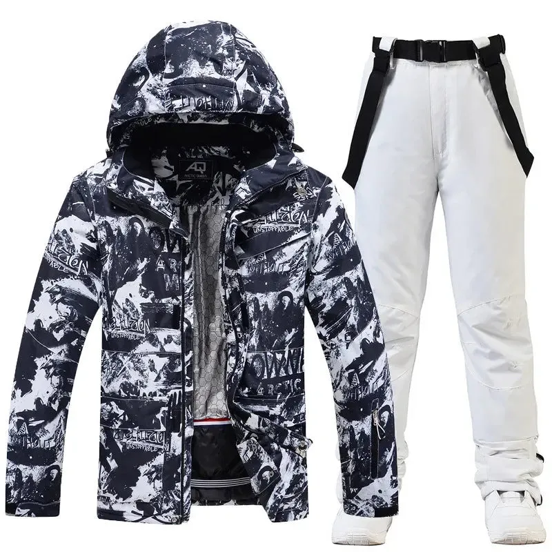 Hotian Graffiti Men Ski Snowboard Insulated Jacket & Bib Pants