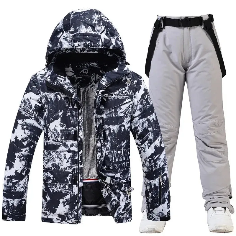 Hotian Graffiti Men Ski Snowboard Insulated Jacket & Bib Pants