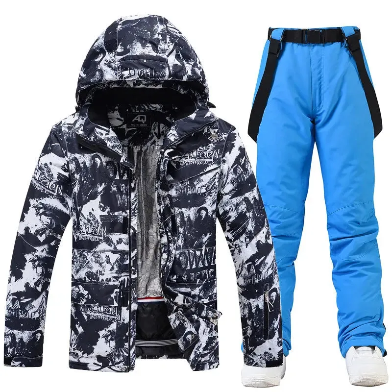 Hotian Graffiti Men Ski Snowboard Insulated Jacket & Bib Pants