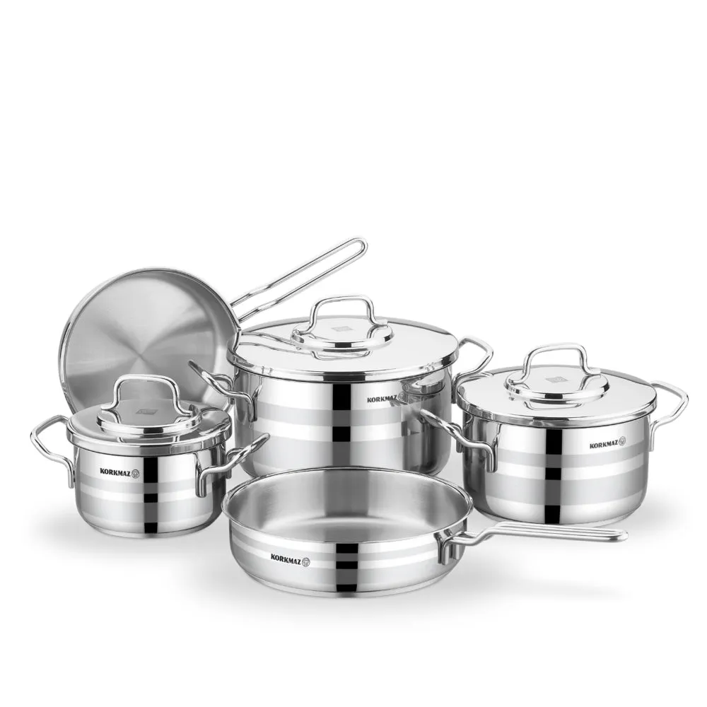 Korkmaz Astron Cookware Set 8 pcs Induction Base Pans Set