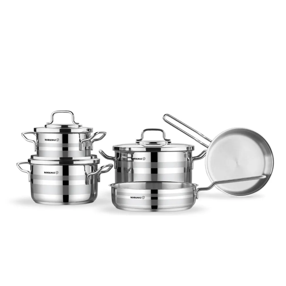 Korkmaz Astron Cookware Set 8 pcs Induction Base Pans Set