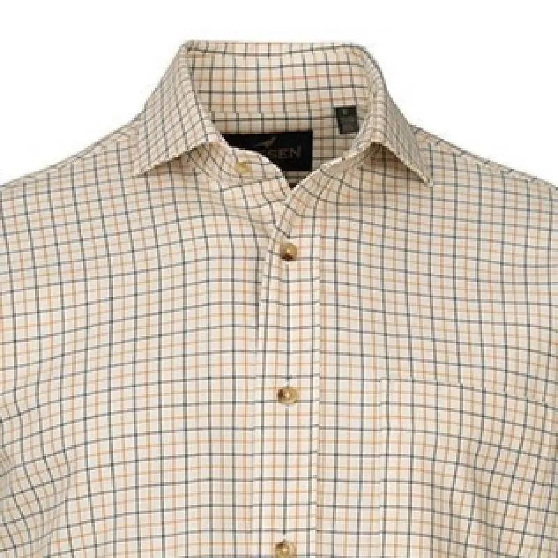 Laksen Drake Cotton/Wool Mens Shooting Shirt - Pine/Gorse