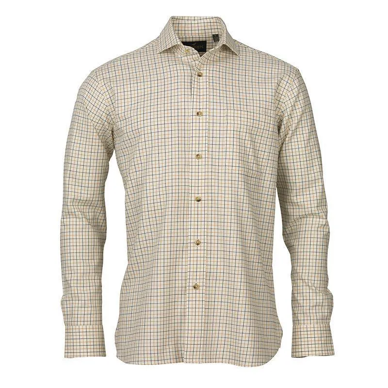 Laksen Drake Cotton/Wool Mens Shooting Shirt - Pine/Gorse