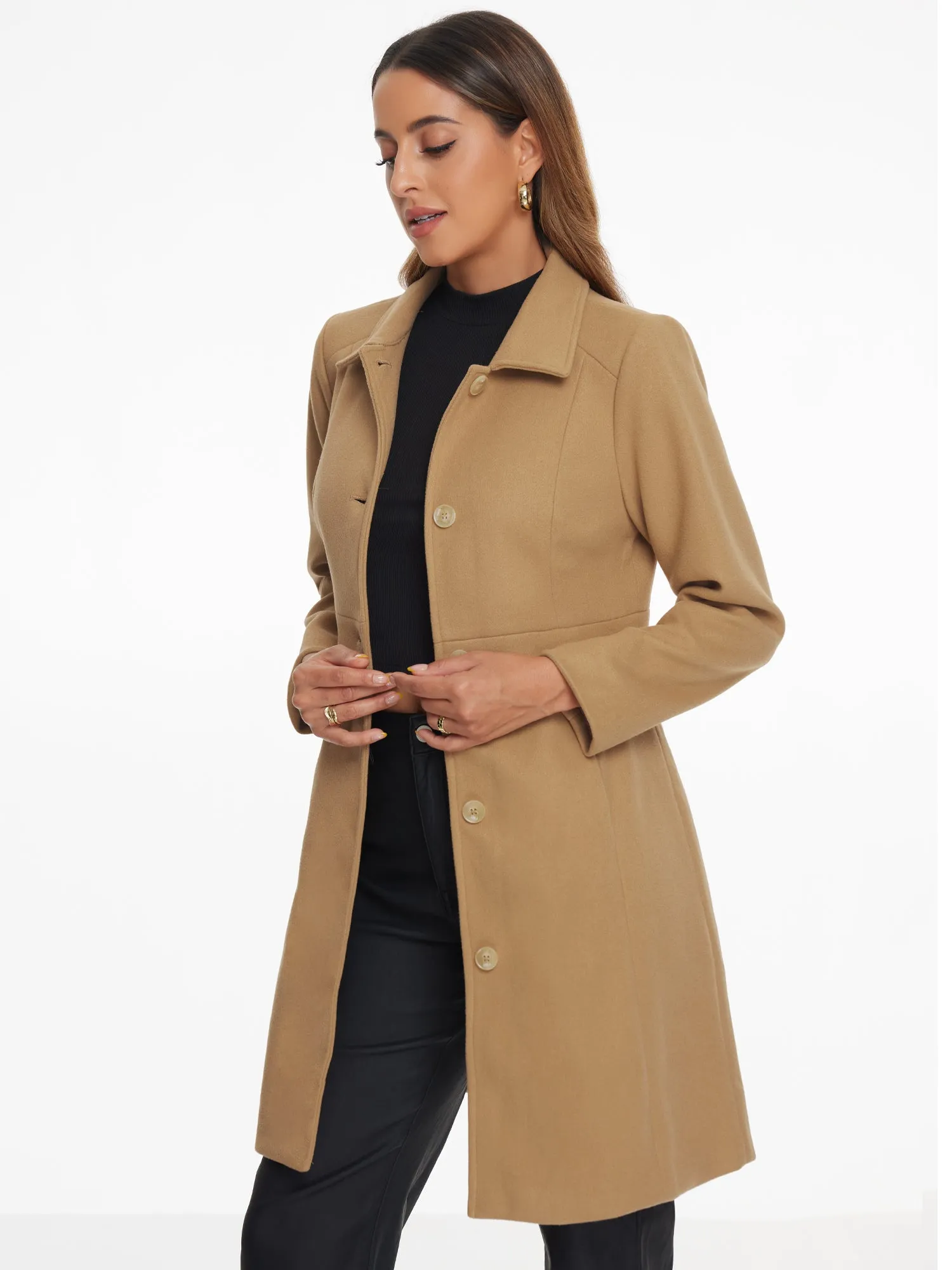 Lapel Button Down Single Breasted Long Sleeve Winter Pea Coat