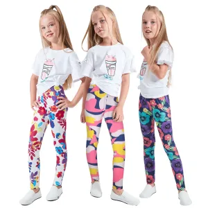 LUOUSE Toddler Girls Stretch Slim Fit Athletic Leggings Little Kids Buttery Soft Yoga Pants 3 Packs Sets Ankle Length Size 12T - 13T