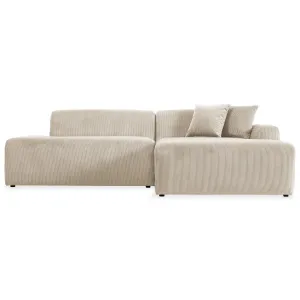 Mar Sectional Cream Velvet Sofa (Right Facing)