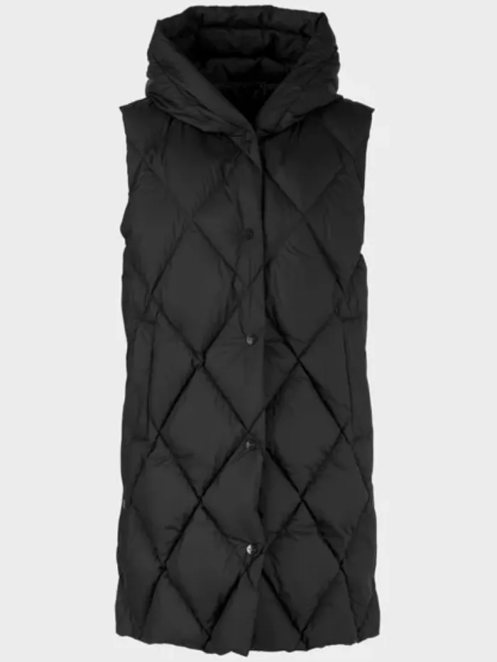 Marc Cain Additions Black Hooded Quilted Gilet VA 37.02 W72 COL 900