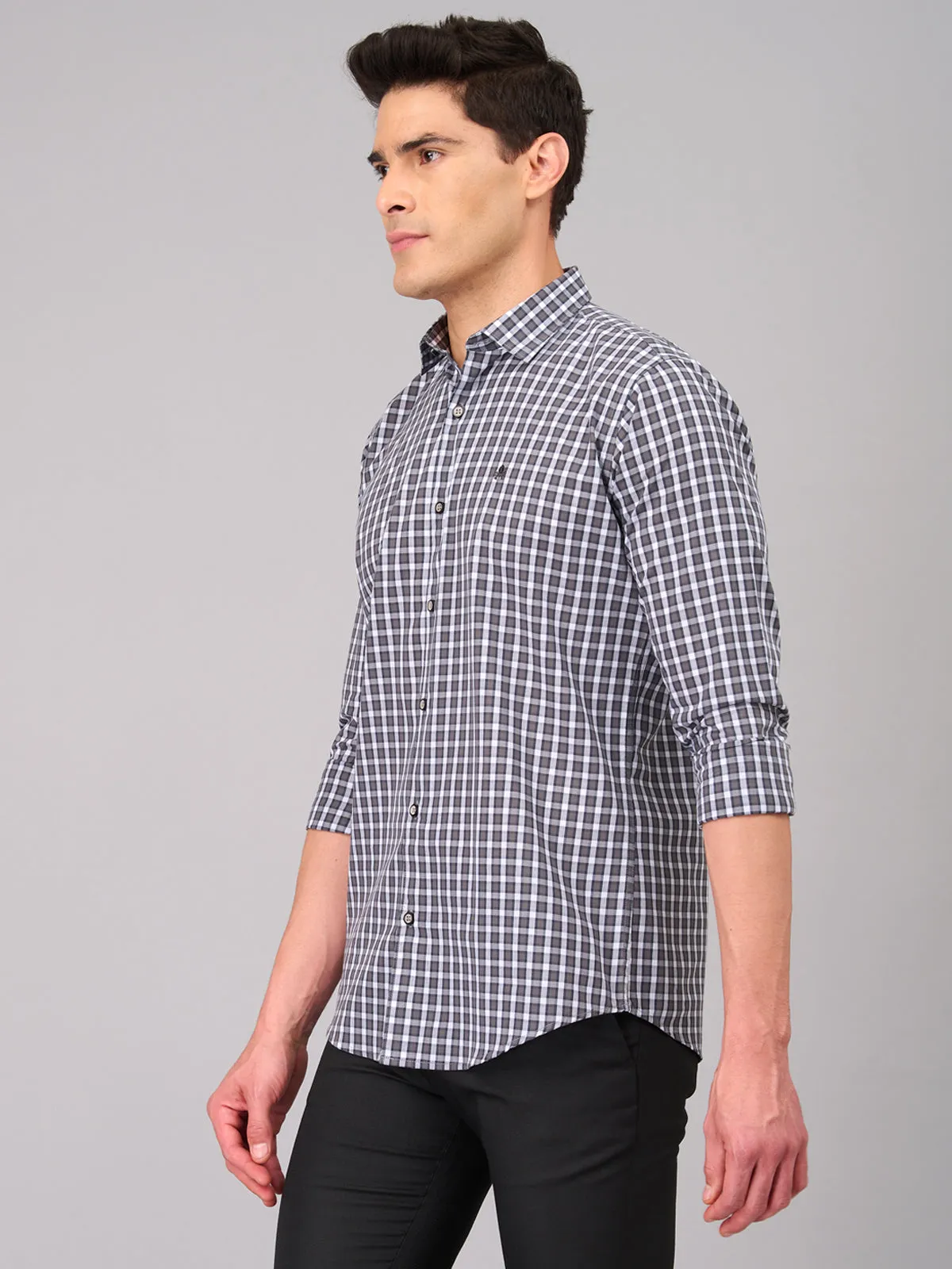 Men Grey Checks Shirts (GBMKLS2907)