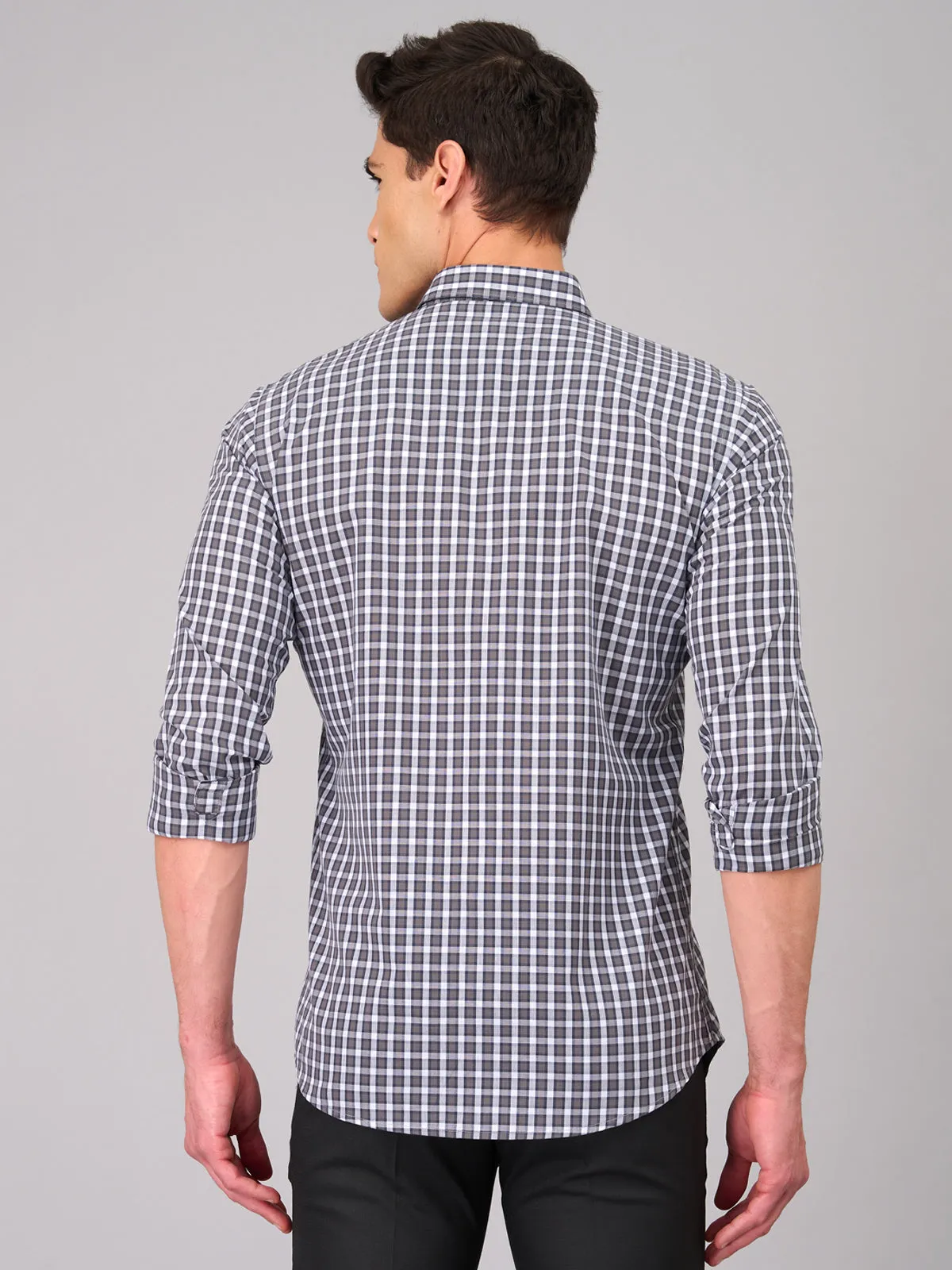 Men Grey Checks Shirts (GBMKLS2907)