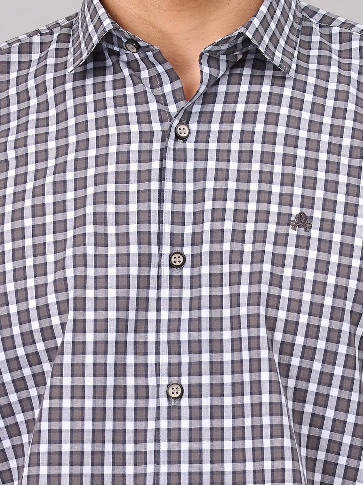 Men Grey Checks Shirts (GBMKLS2907)