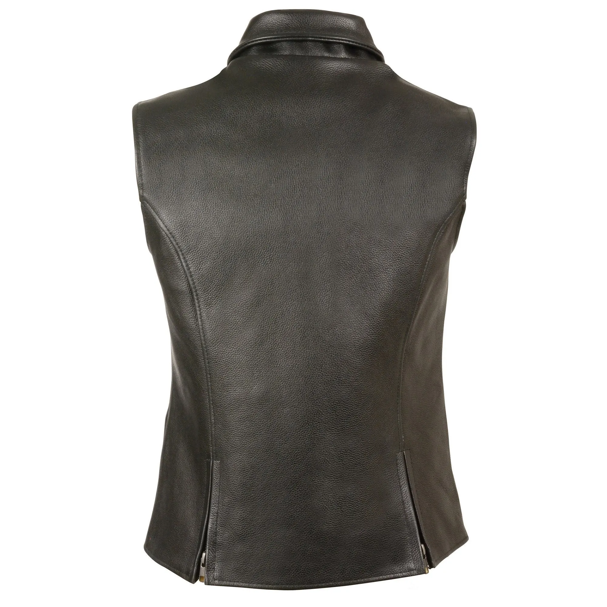 Milwaukee Leather MLL4520 Women’s Black Shirt Collar Motorcycle Rider Vest w/ 4 Front Lower Pockets