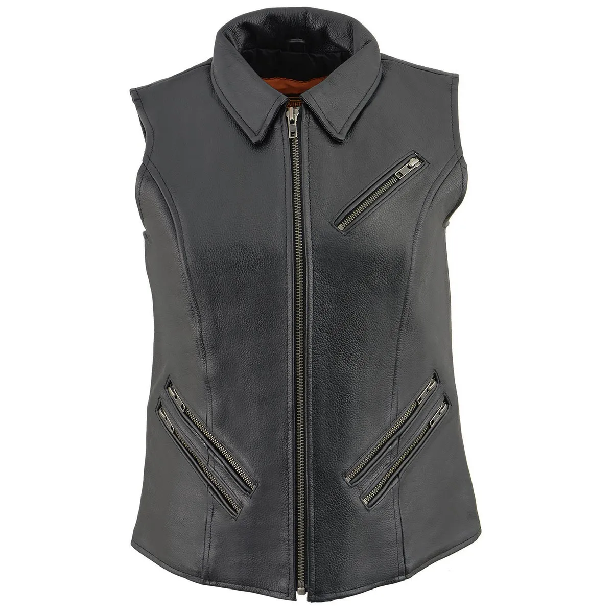 Milwaukee Leather MLL4520 Women’s Black Shirt Collar Motorcycle Rider Vest w/ 4 Front Lower Pockets