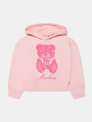 Moschino Girls Teddy Hoodie in Pink