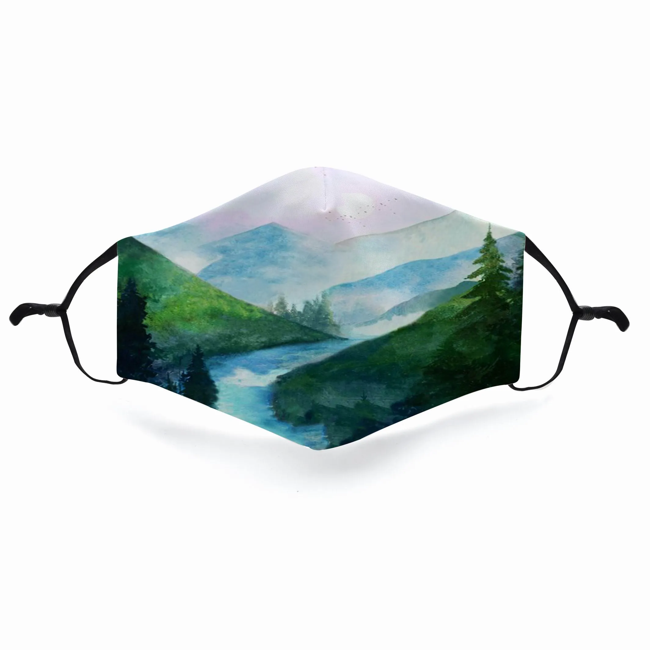 Mountain Design 3D Face Masks Breathable Adjustable Comfortable Reusable Digital Print Fabric Fashion