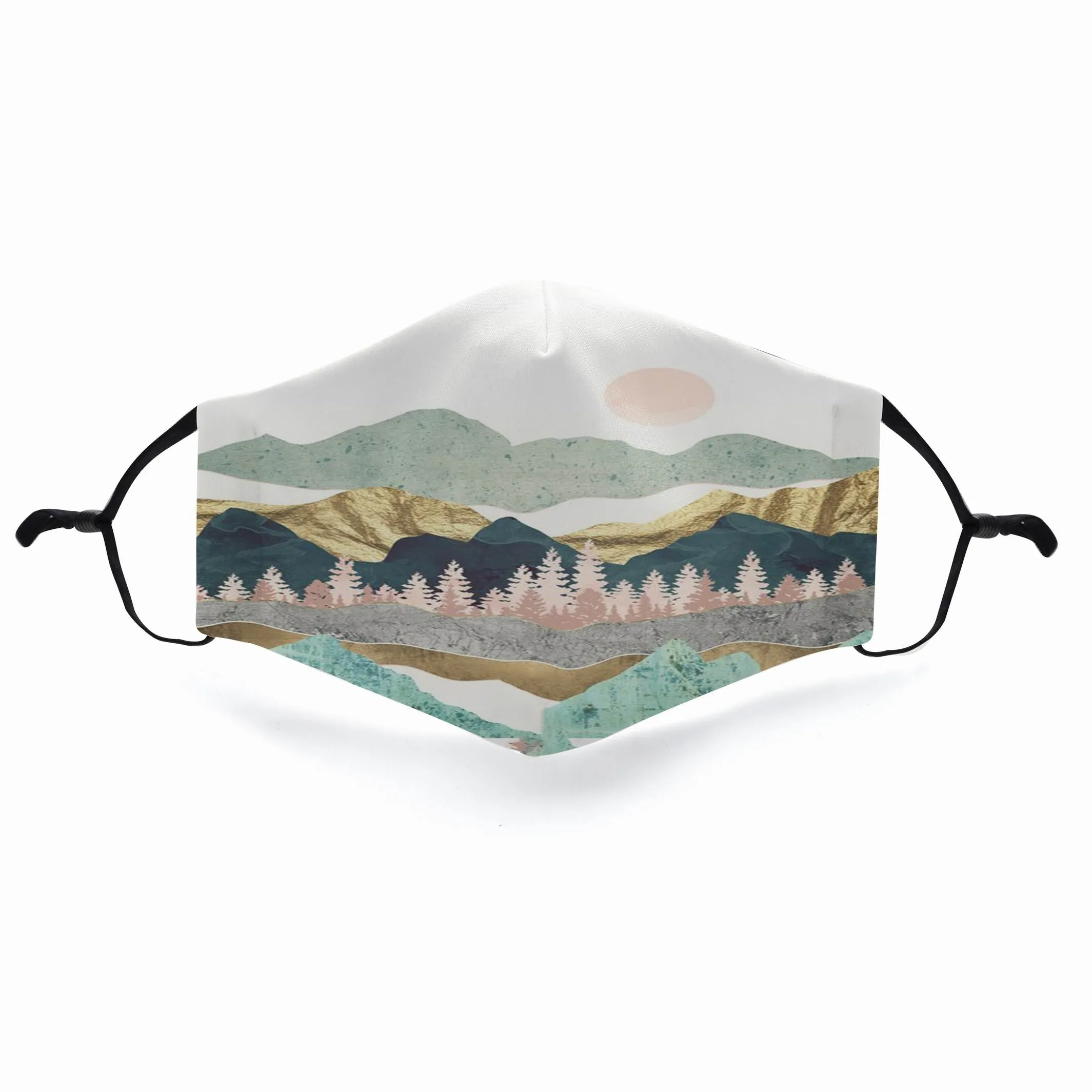 Mountain Design 3D Face Masks Breathable Adjustable Comfortable Reusable Digital Print Fabric Fashion