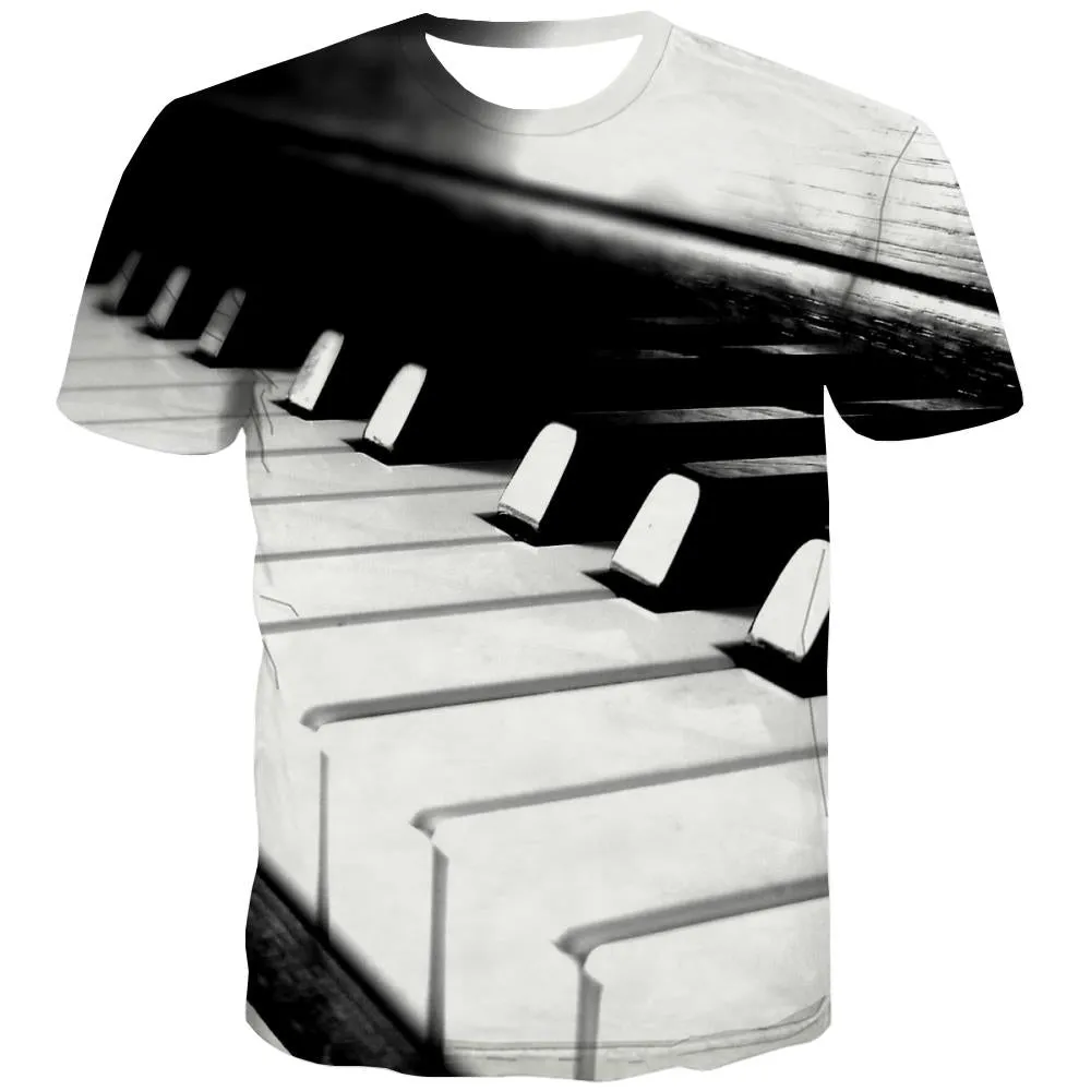 Music T shirts Men Instrument Shirt Print Retro T-shirts 3d Electronic Tshirts Casual