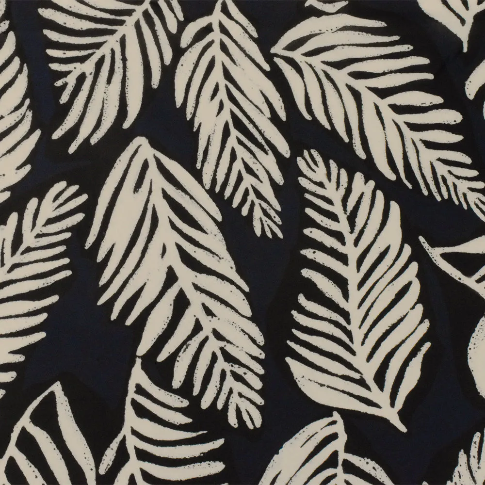 Navy-Black-Beige Famous Designer Viscose Leaf Printed Chiffon Fabric