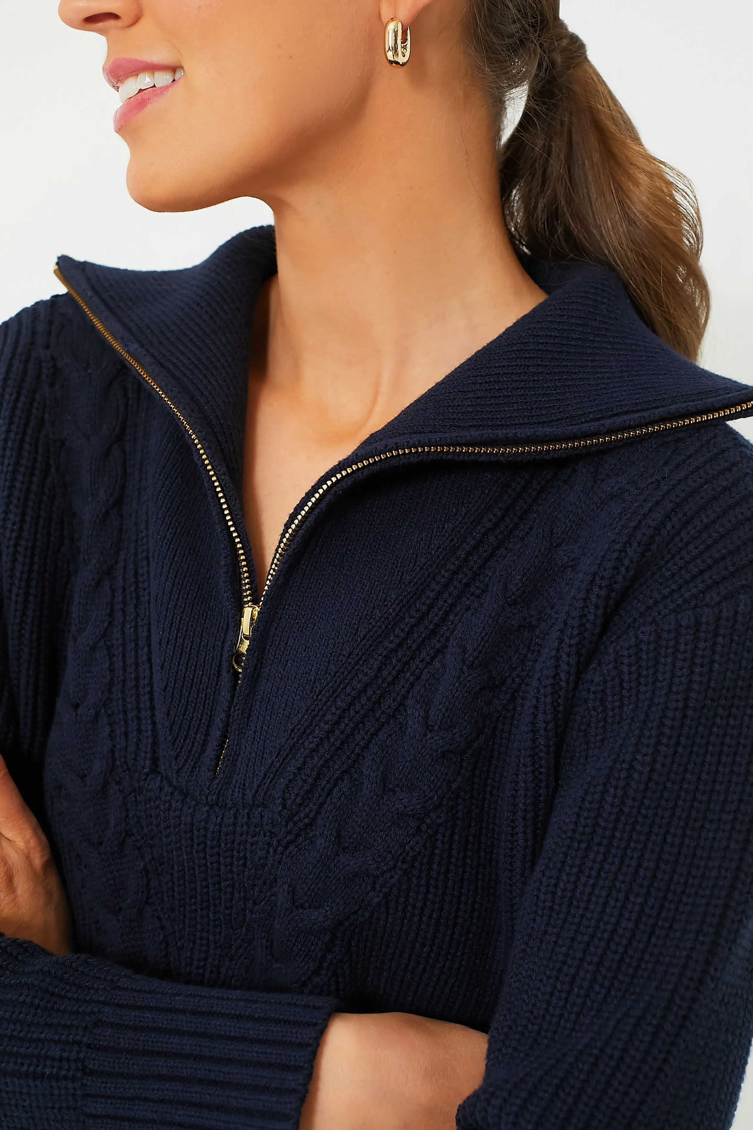 Navy Cropped Estella Quarter Zip