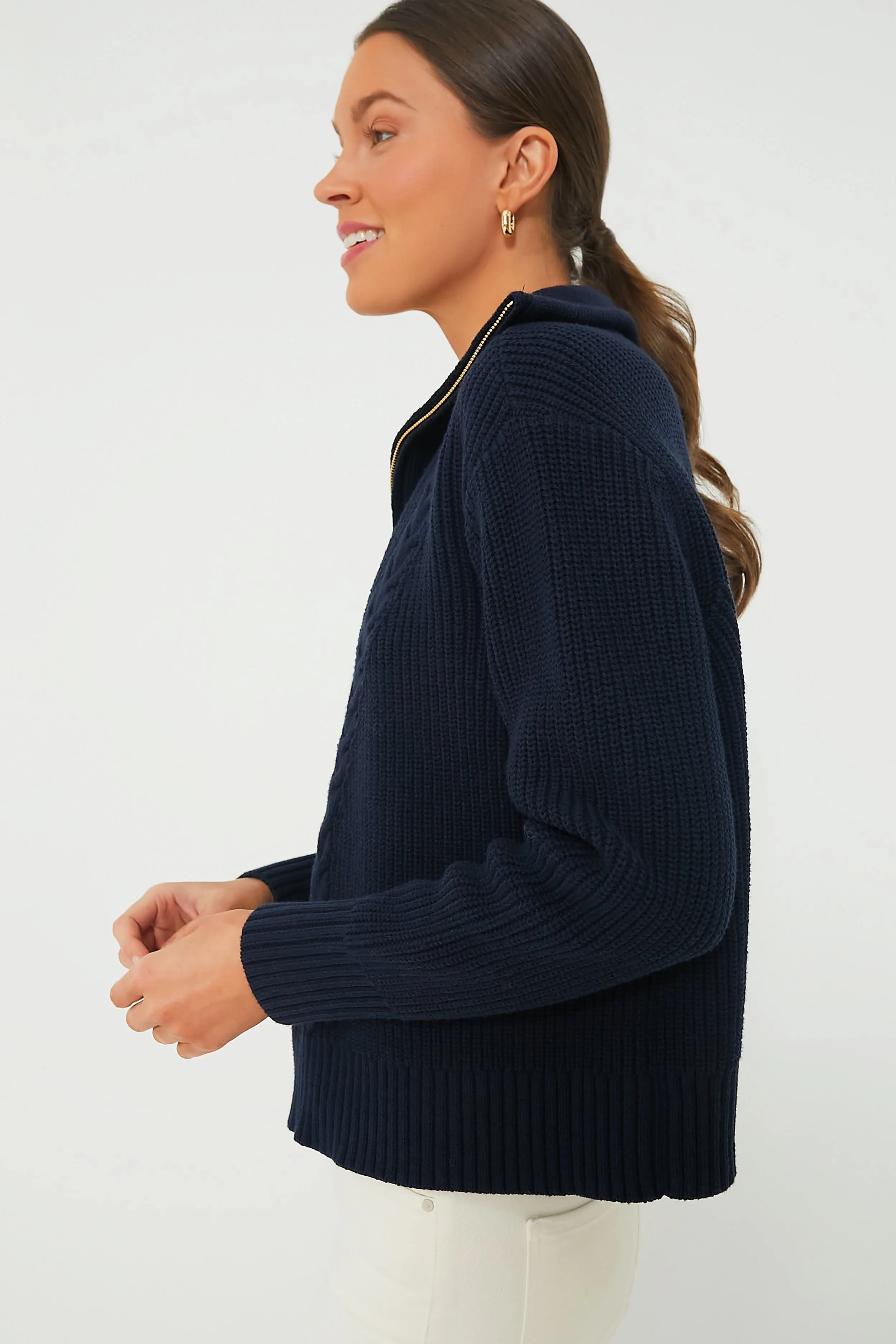 Navy Cropped Estella Quarter Zip