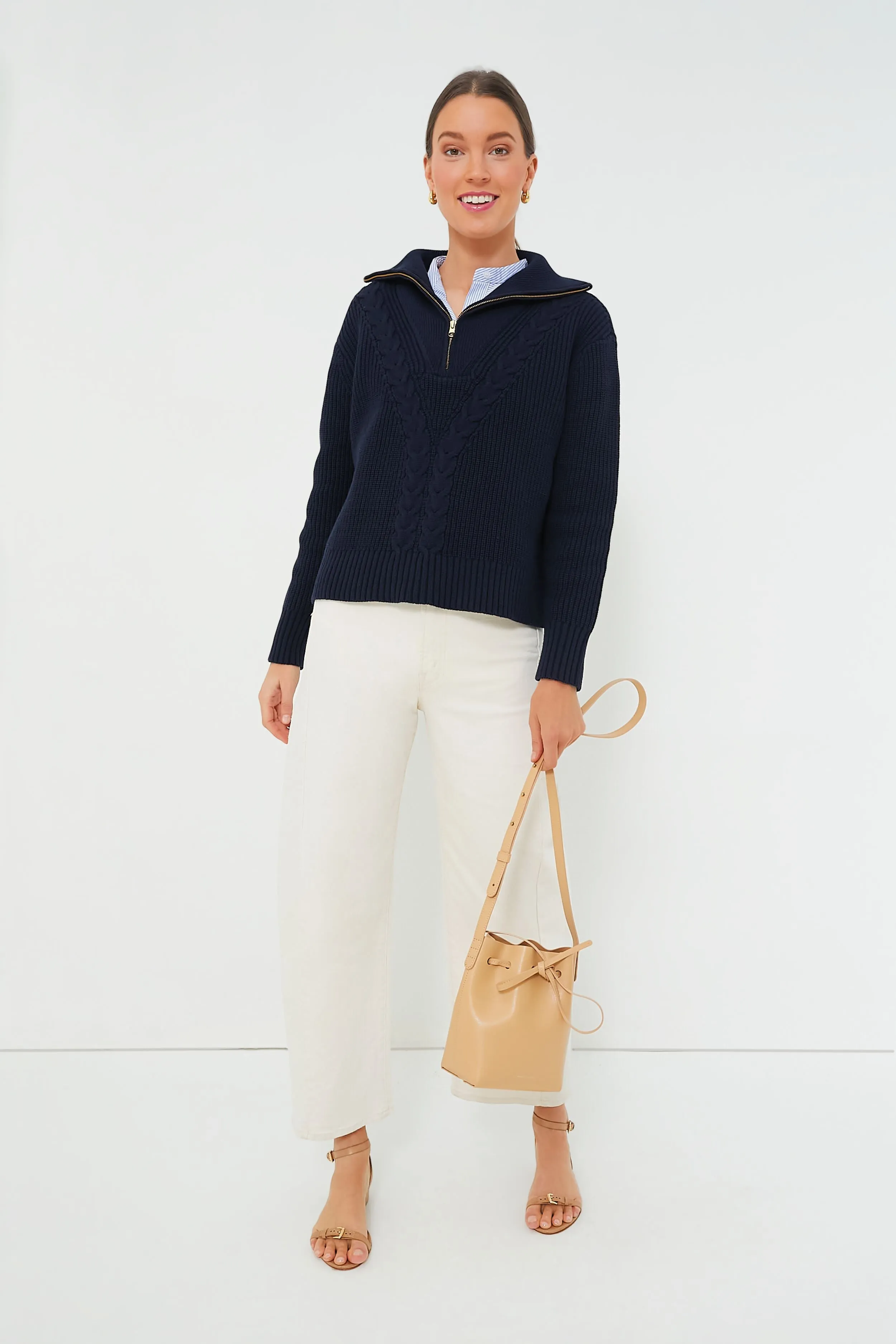 Navy Cropped Estella Quarter Zip