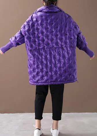 New purple duck down coat plus size down jacket winter coats stand collar zippered