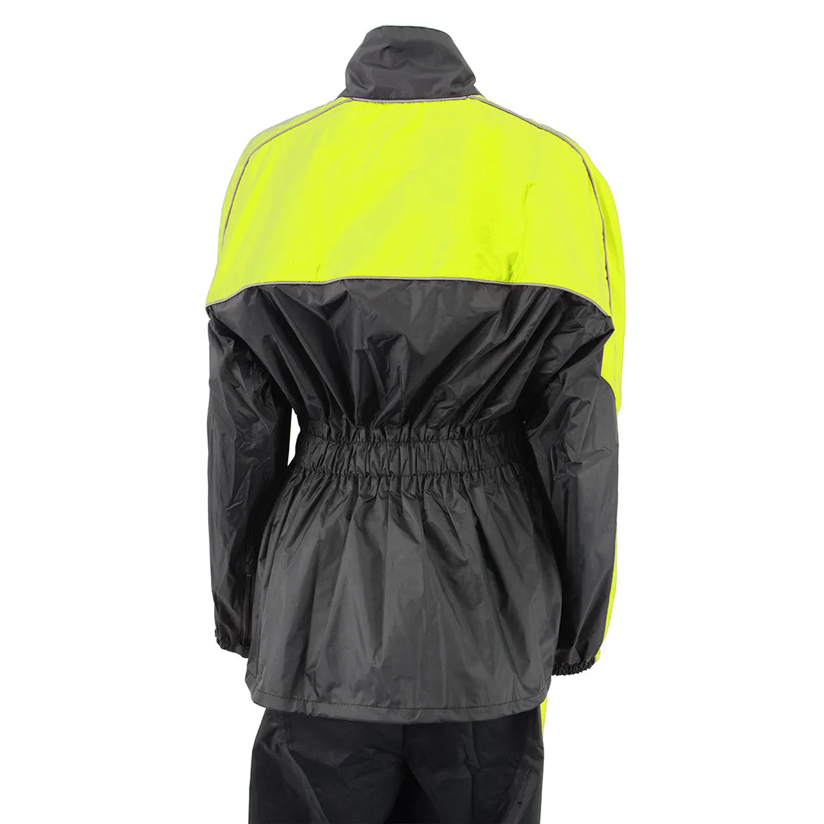 NexGen Ladies XS5001 Black and Hi-Vis Yellow Water Proof Rain Suit with Reflective Piping