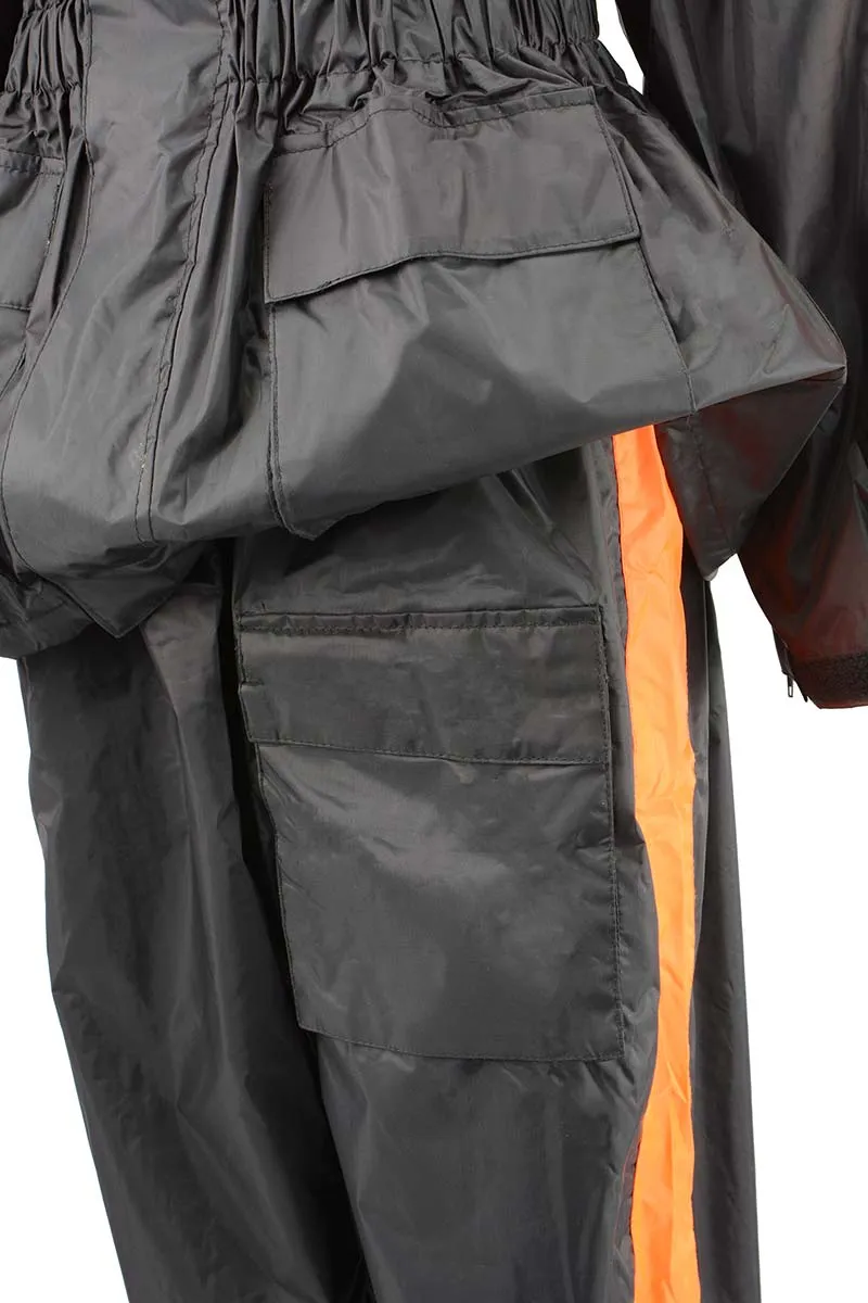 NexGen Ladies XS5001 Black and Orange Water Proof Rain Suit with Reflective Piping