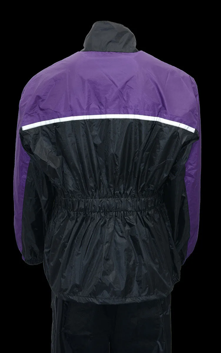 NexGen XS5031 Women's Purple and Black Water Proof Rain Suit with Cinch Sides