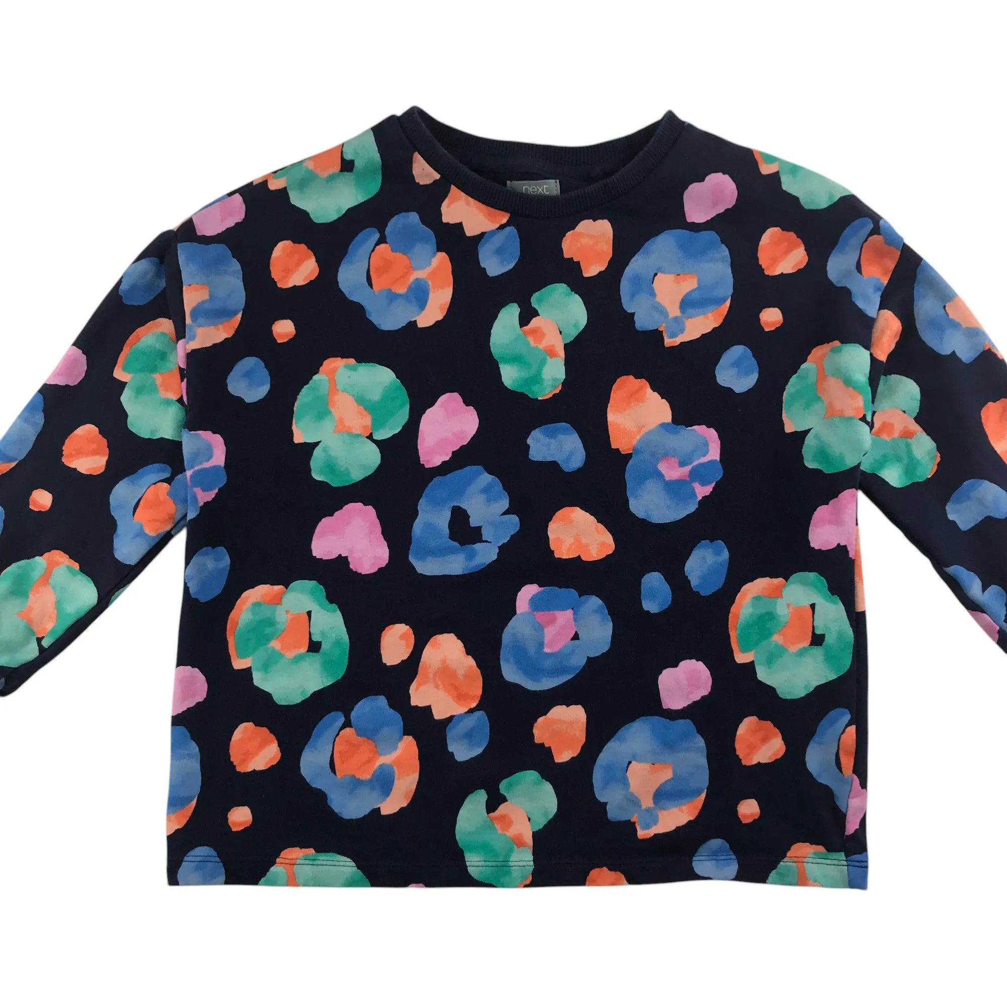 Next sweater 7-8 years navy and multicolour spot pattern cotton