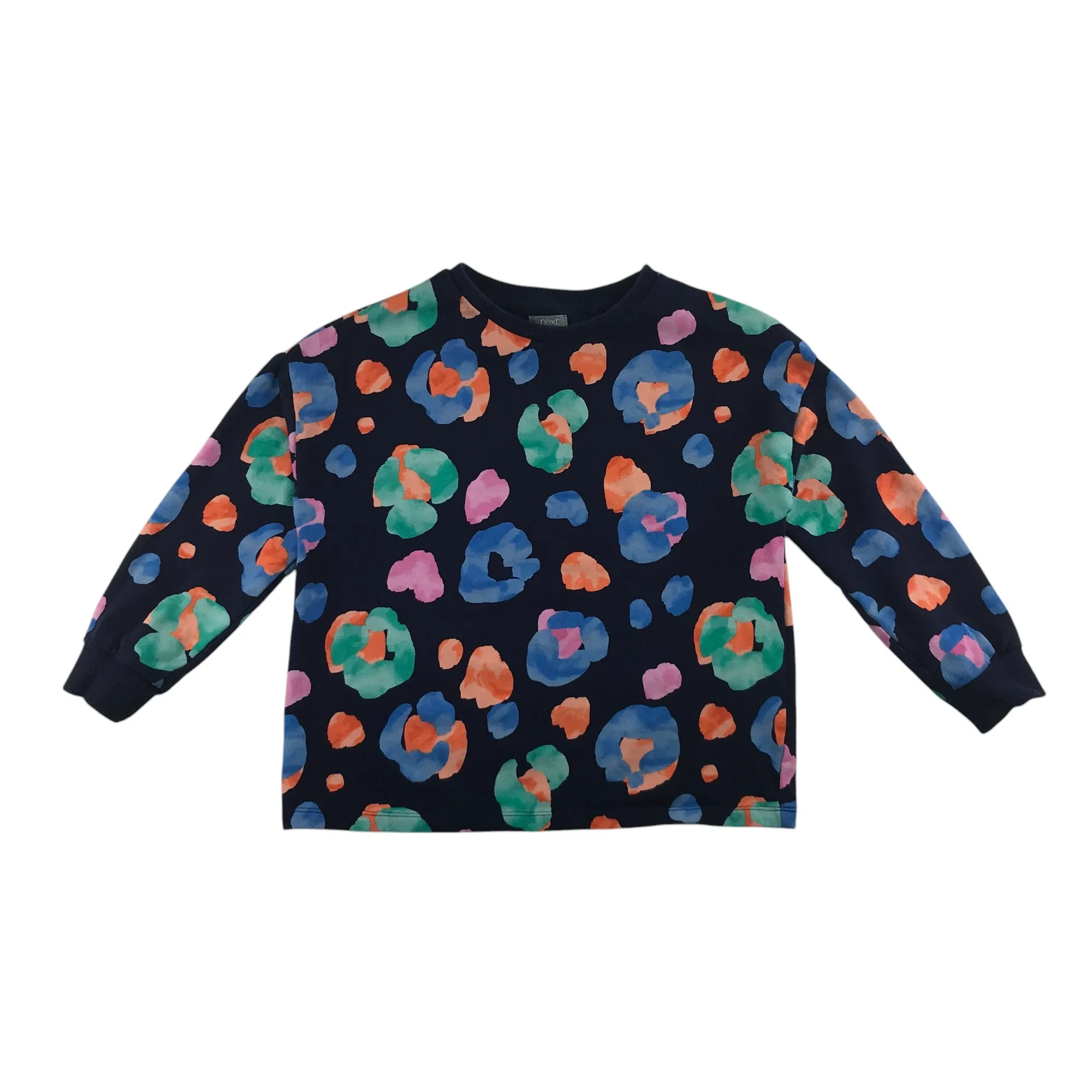 Next sweater 7-8 years navy and multicolour spot pattern cotton