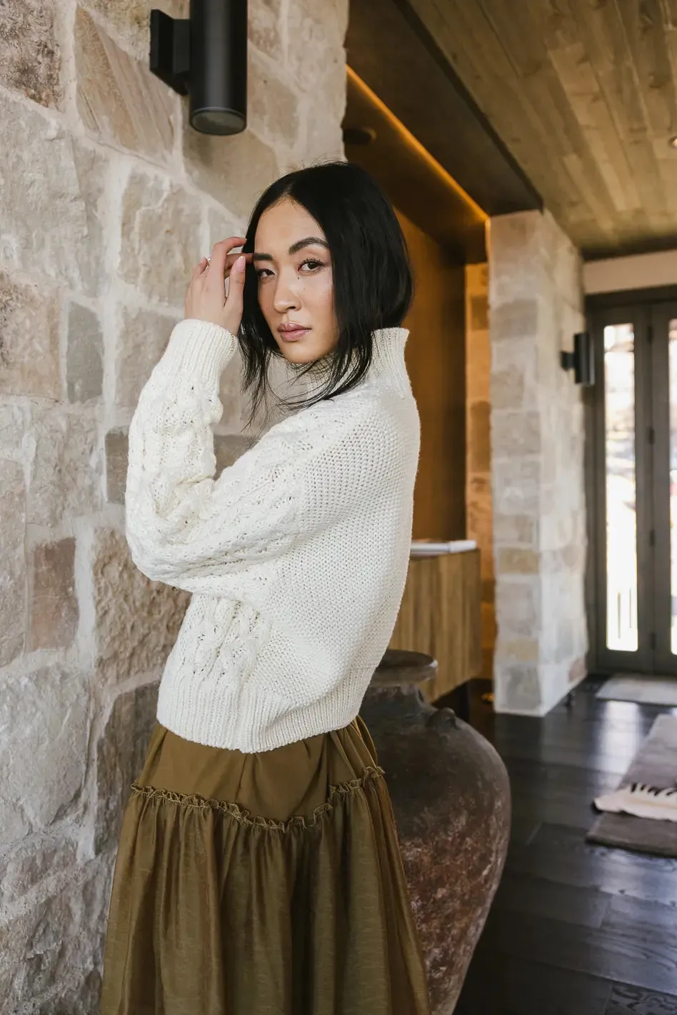 Noah Cable Knit Sweater in Cream - FINAL SALE