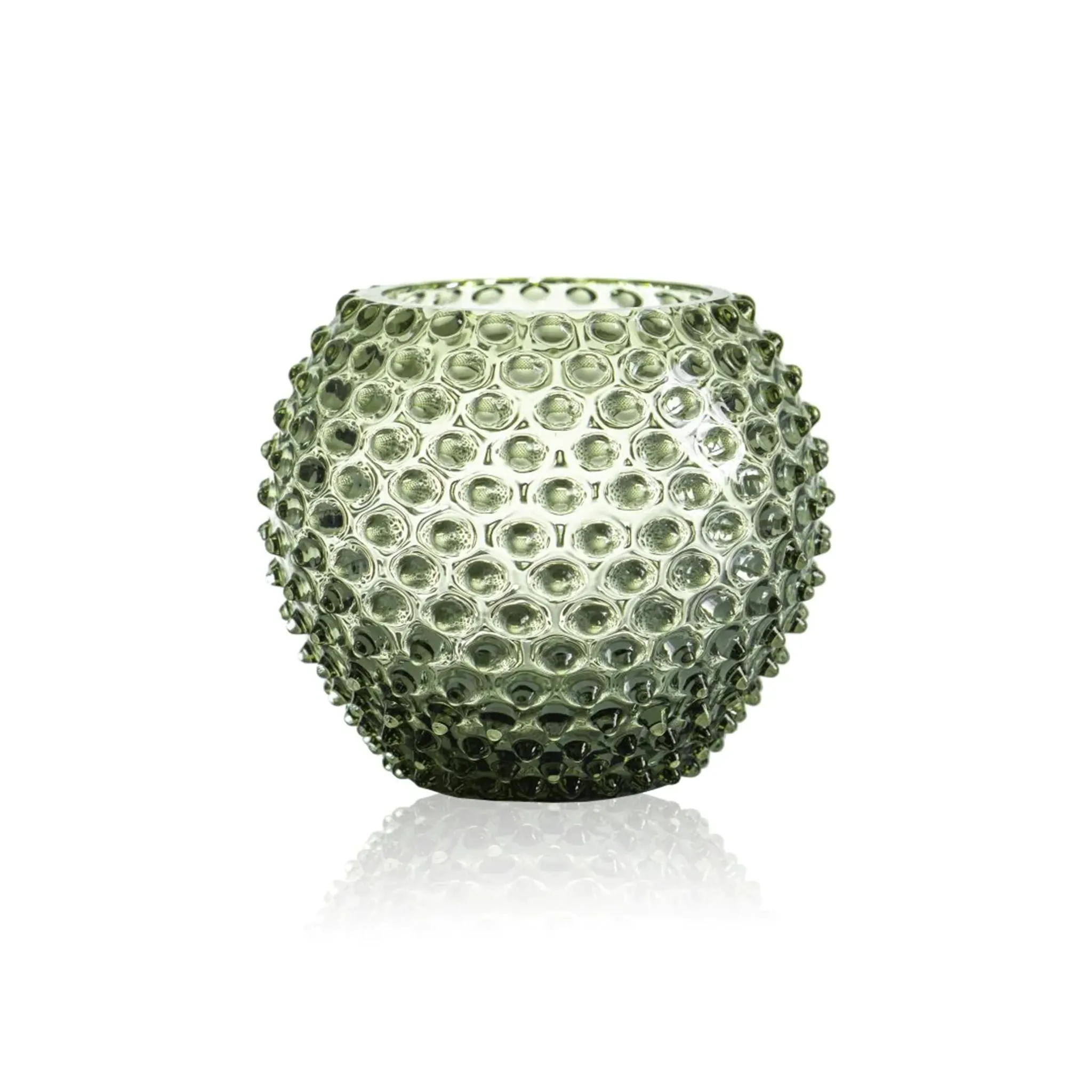 Olive Green Hobnail Glass Vase - Timeless Home Decor Accent for Sophisticated Styling