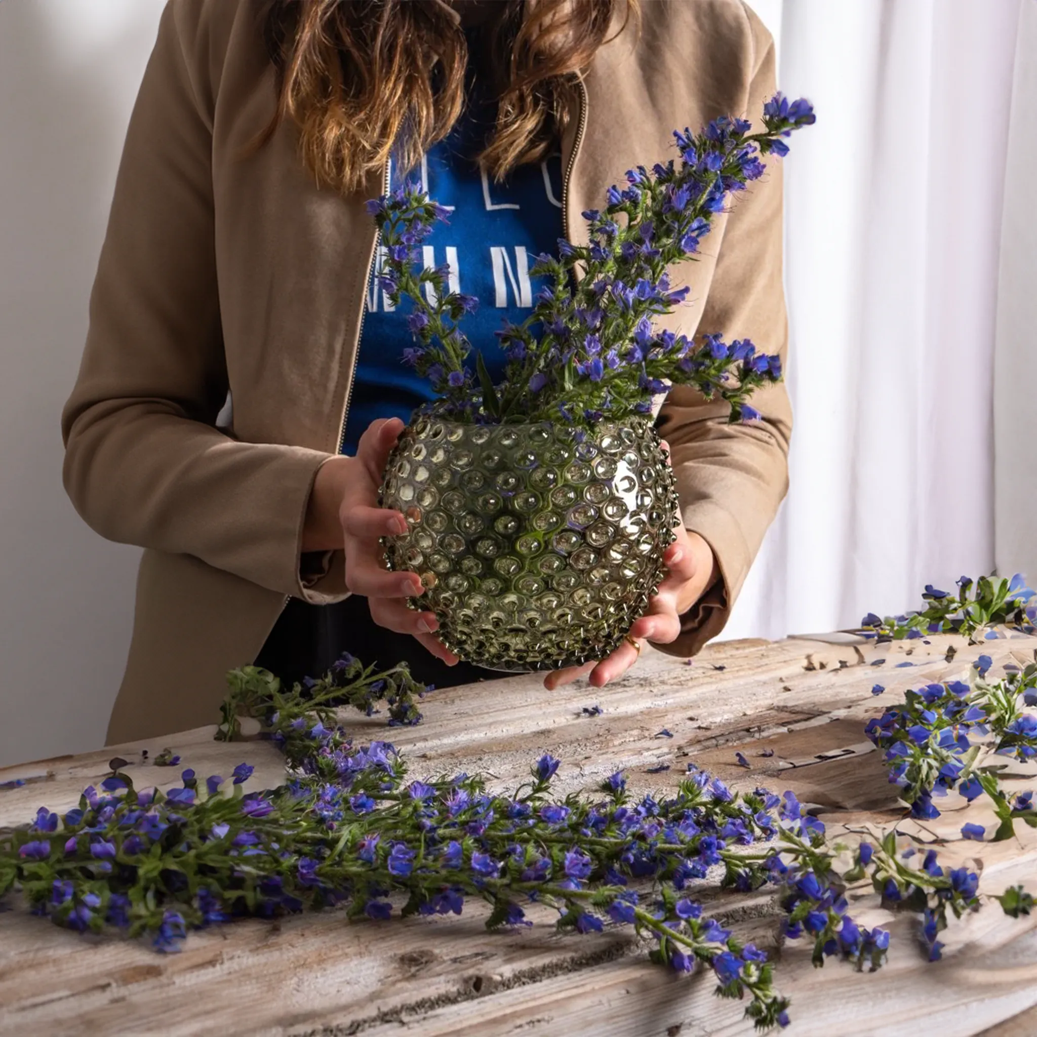 Olive Green Hobnail Glass Vase - Timeless Home Decor Accent for Sophisticated Styling