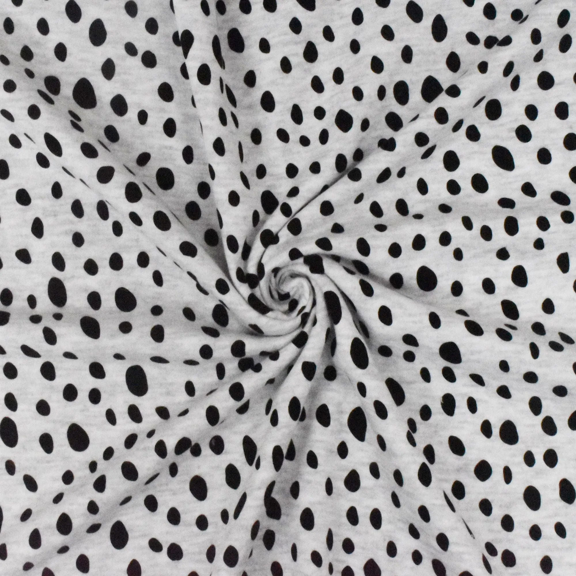 Panda Gray-Black Spots Printed Baby French Terry Knit Fabric